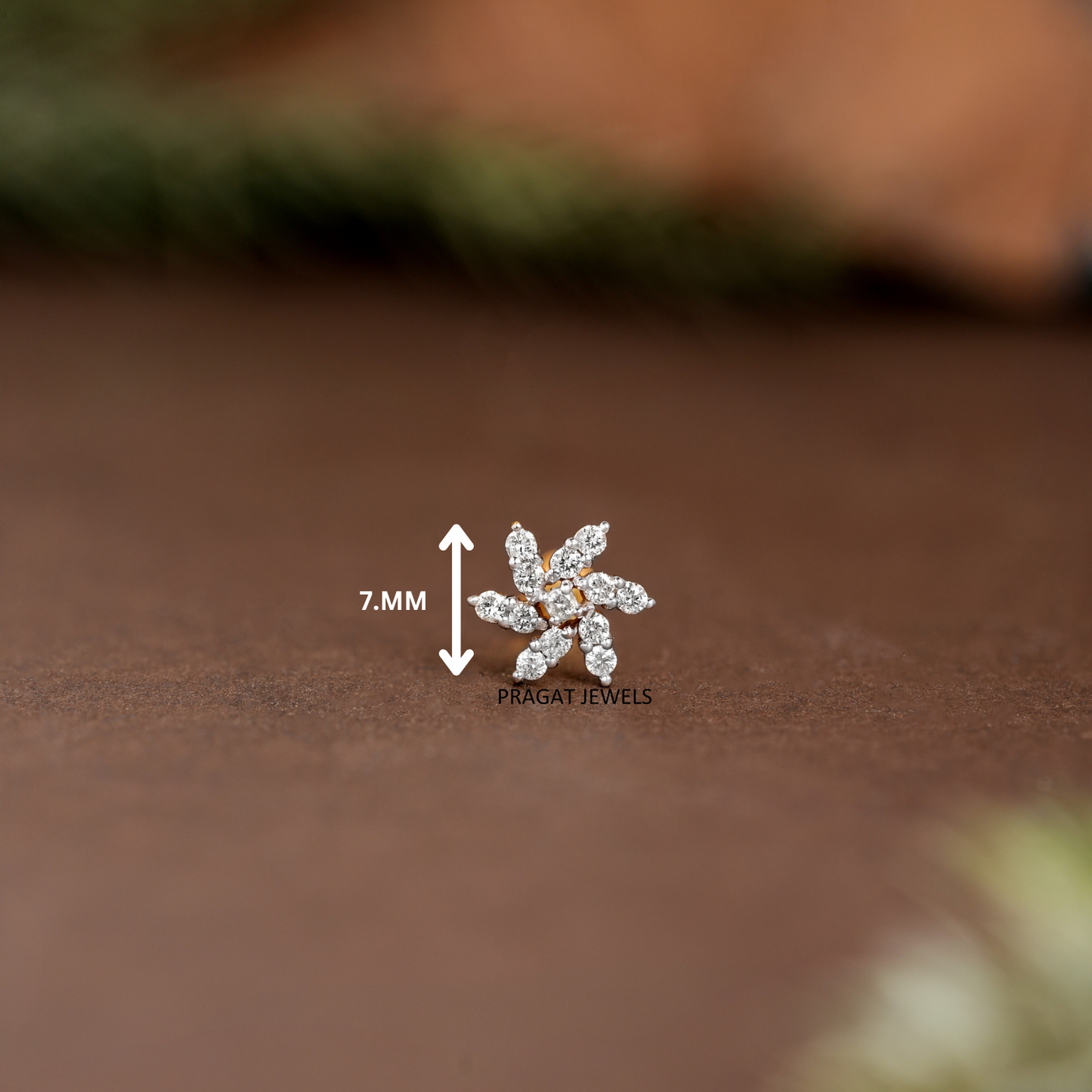 Natural Diamond Nose Pin/ 18K Yellow Gold Wire Type Nose Pin/ Engagement Gif Anniversary Gift