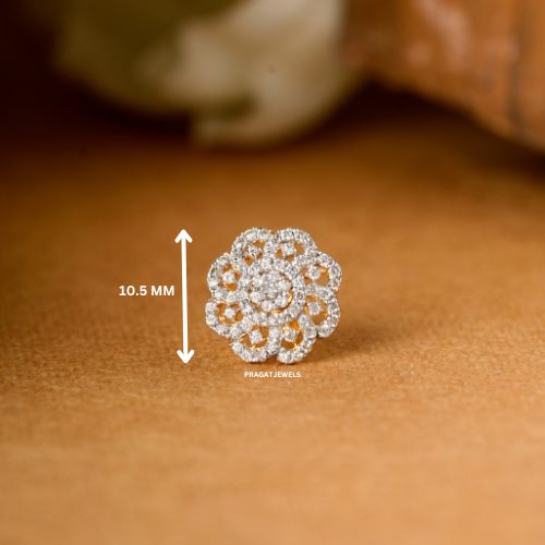 FLOWER NOSEPIN 18k Indian Nose Stud Traditional Nose Stud Indian Nose Ring Diamond Nose Piercing