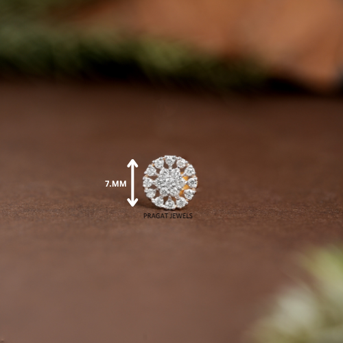"18K Gold Diamond Nose Pin | Round Cluster Diamond Nose Stud | Dainty Nose Jewelry for Women |