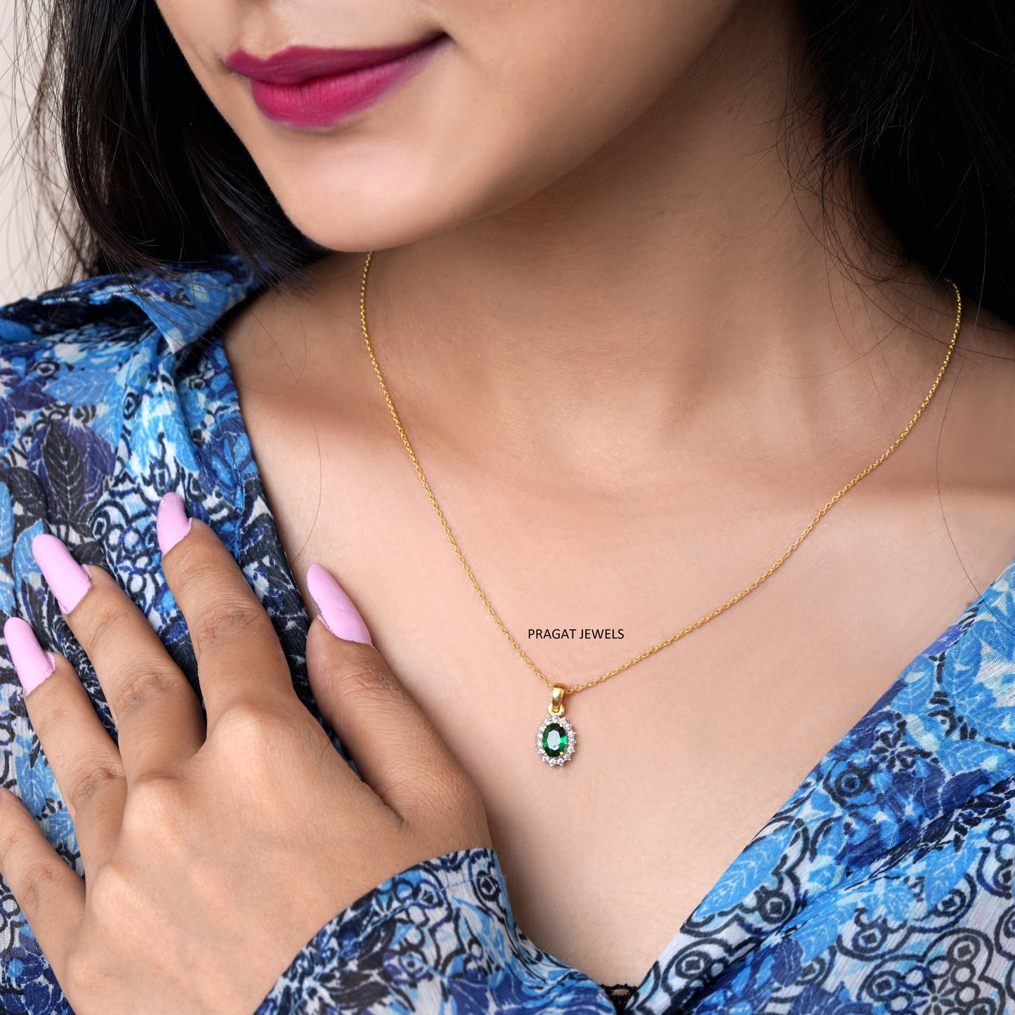 Ovel Diamond Halo Pendant Anniversary,Birthday Gift Simple Pendant for Wife