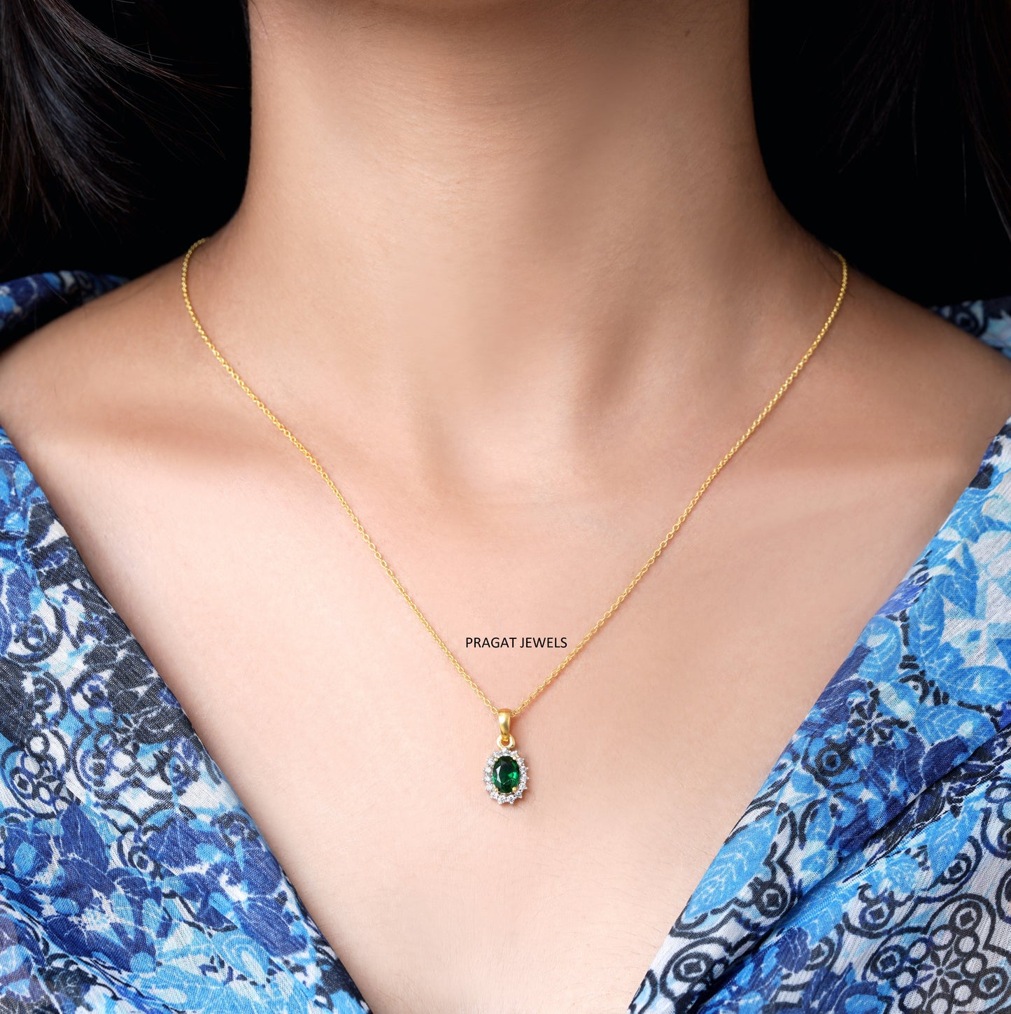 Ovel Diamond Halo Pendant Anniversary,Birthday Gift Simple Pendant for Wife