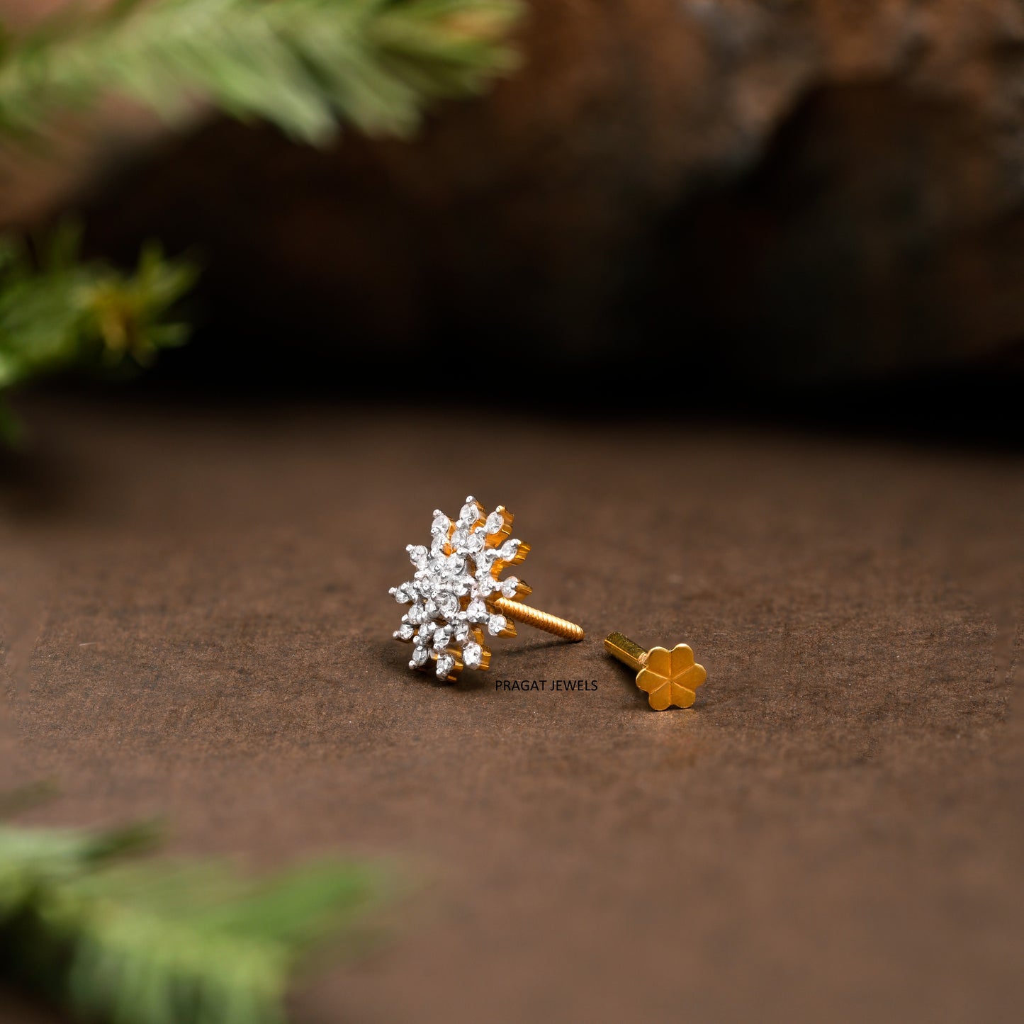 Indian Nose pin Diamond Nose Piercing Unique Nose Stud 18K Yellow gold Nose Stud Shape Nose Stud