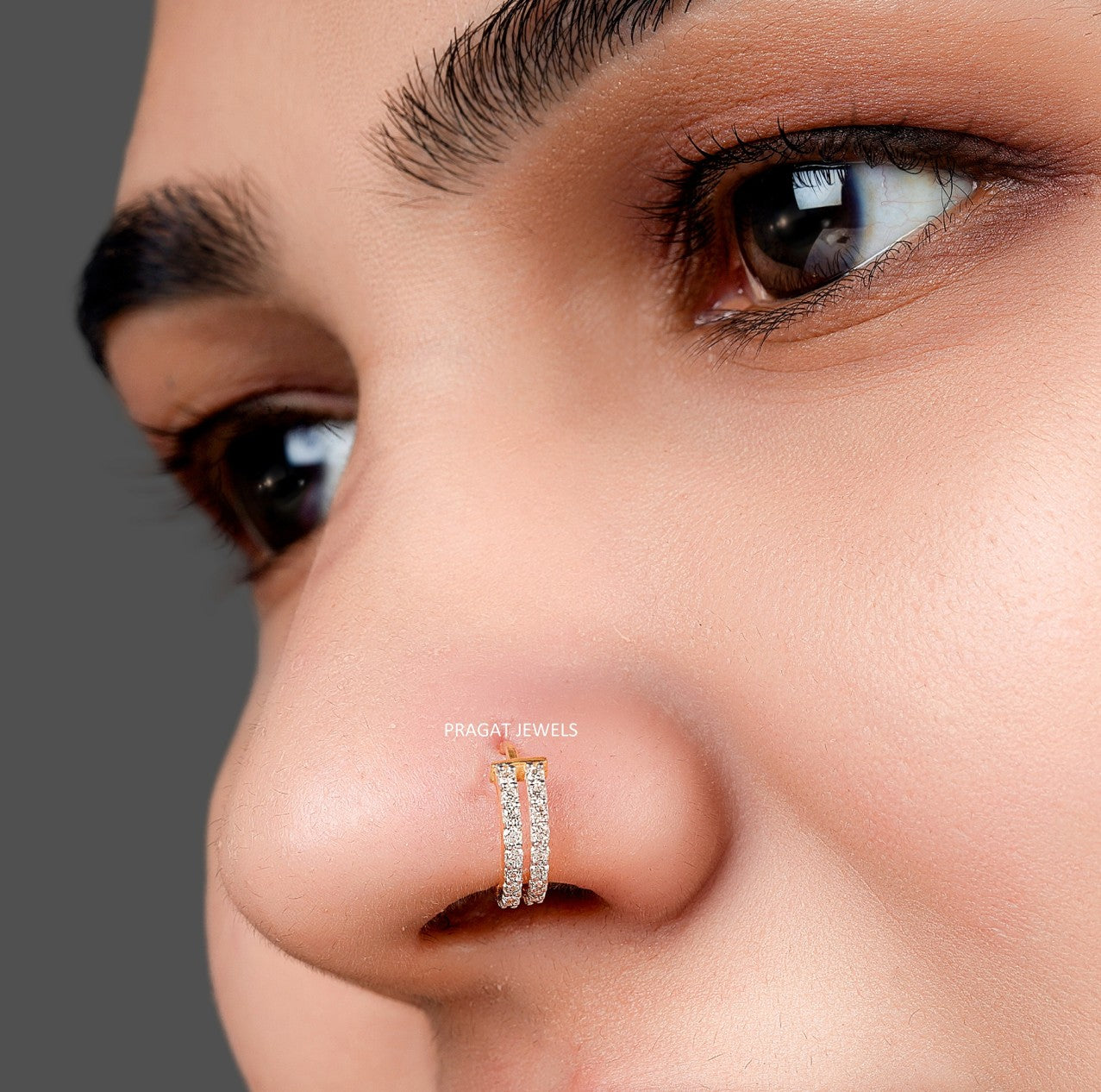Diamond Stud 18K Yellow Gold 11MM Nose Ring,A Percious Gift for The Percious One.