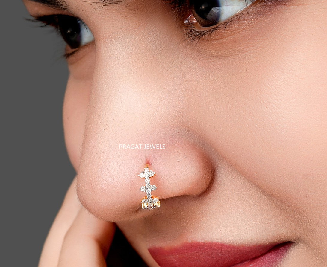 Brilliant Cut Diamond Stud 18K Yellow Gold 11MM Nose Ring,A Percious Gift for The Percious One.