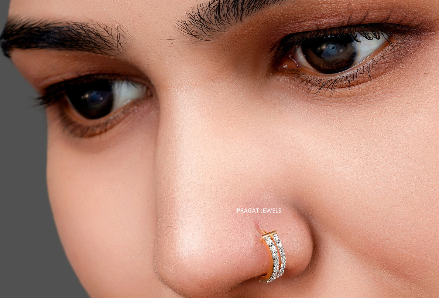 Diamond Stud 18K Yellow Gold 11MM Nose Ring,A Percious Gift for The Percious One.