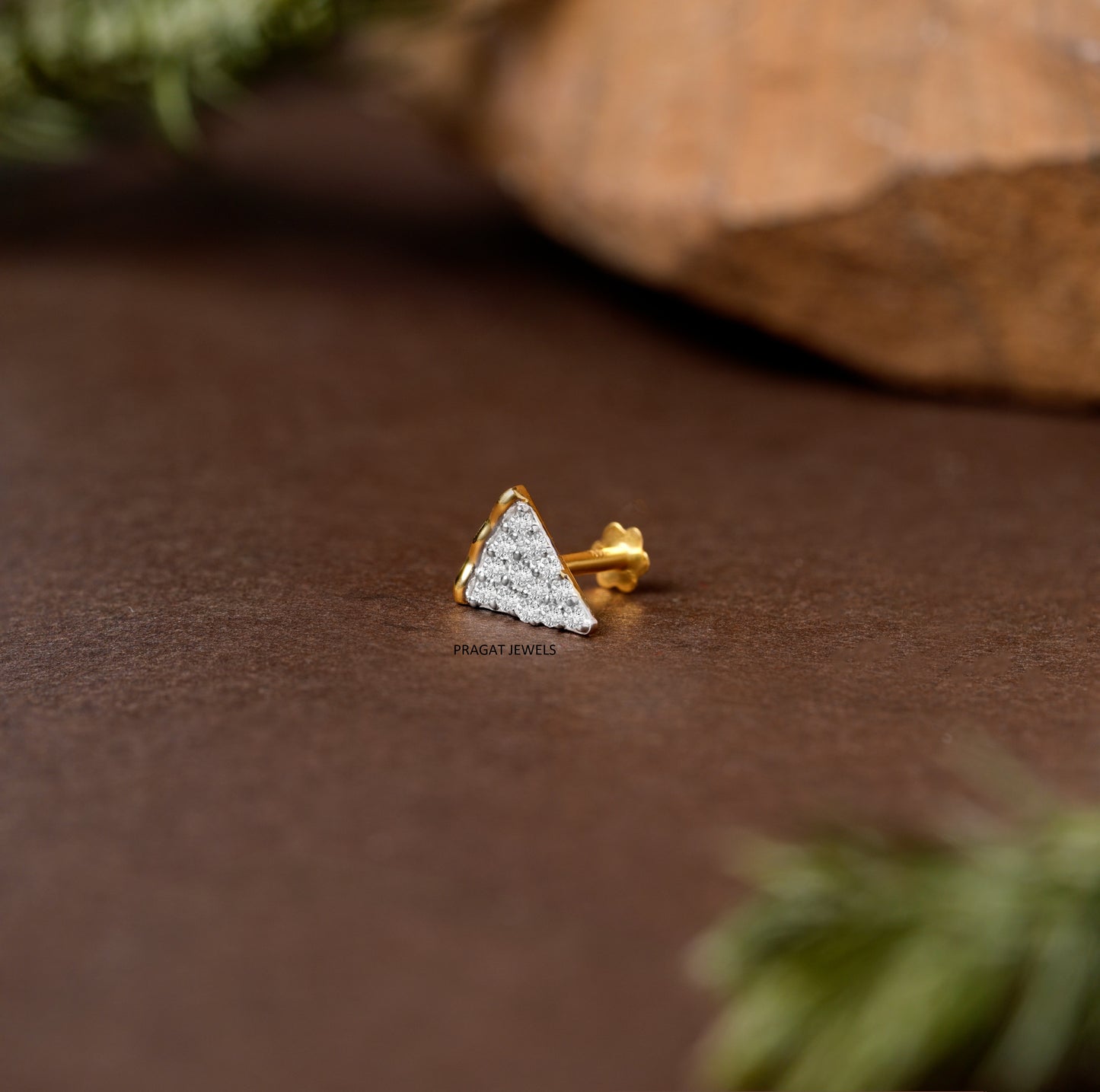 Triangle Diamond Stud/Triangular Diamond Stud/Geometric Triangle Stud/np1234