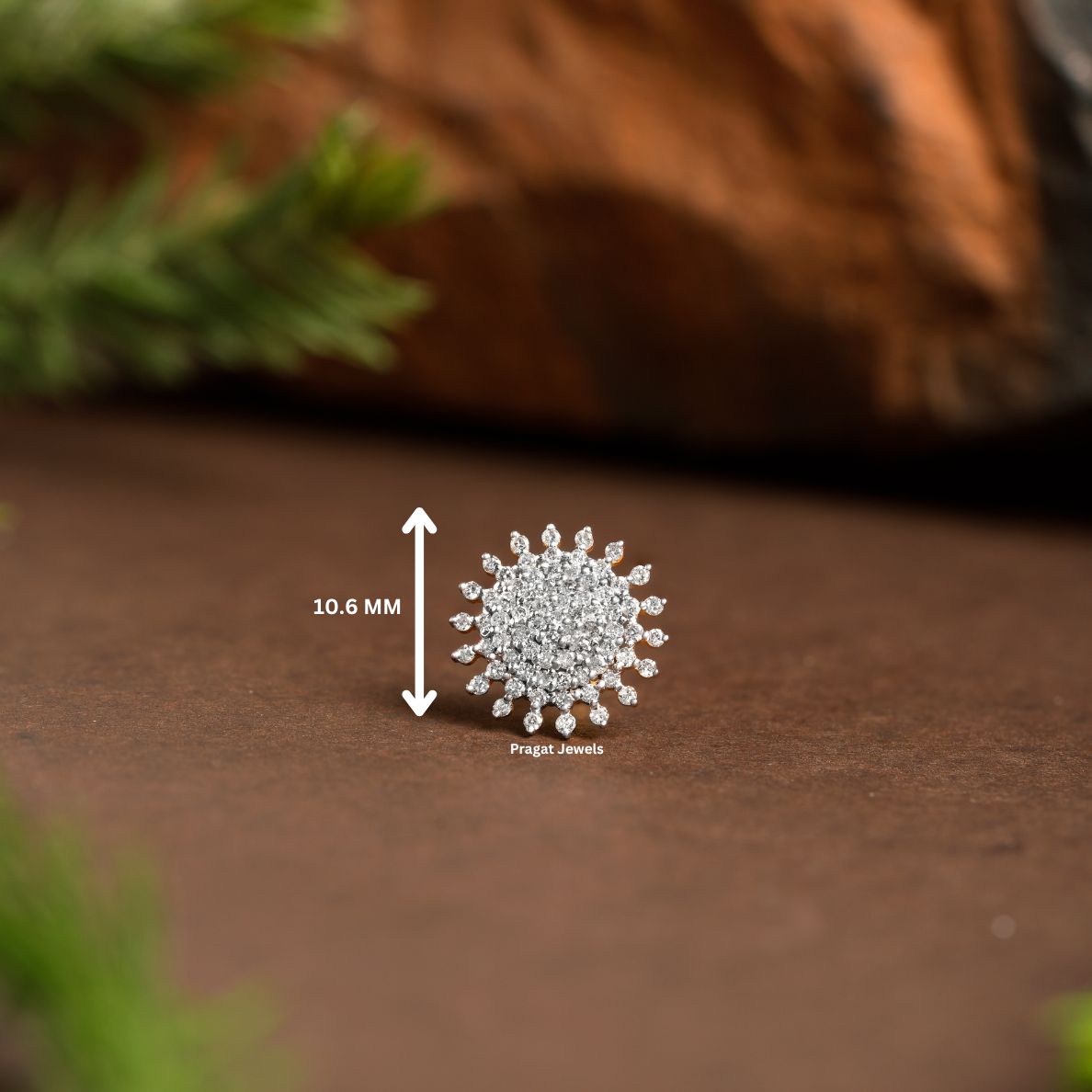 18k Yellow Gold Diamond Floral Round Nosepin A precious Gift for The Percious One.