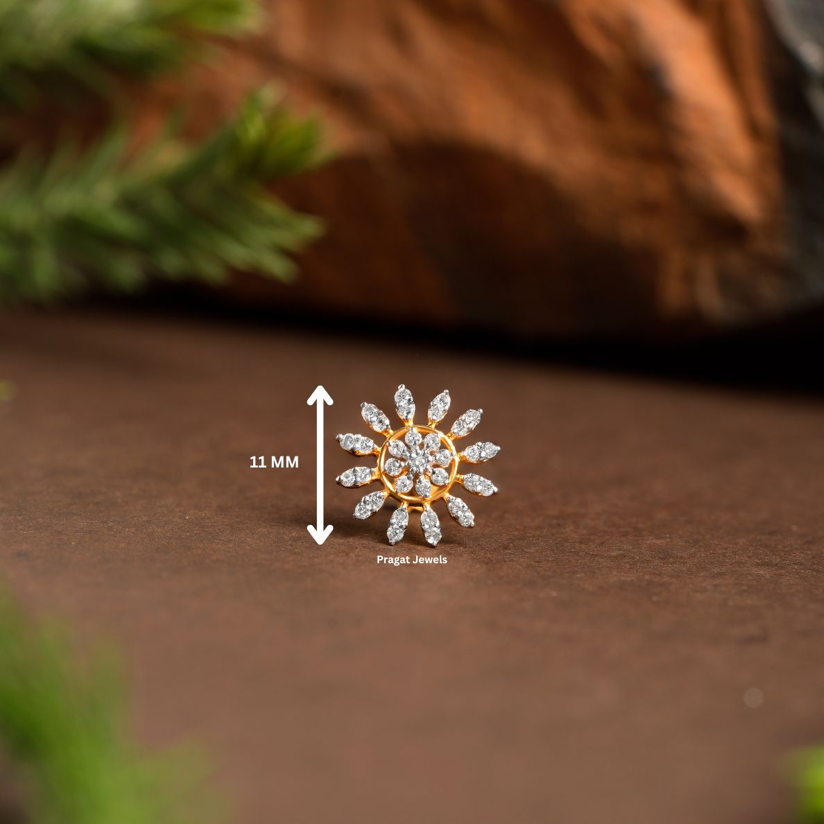 Flower Push Nosepin Stud, Indian Dangle Nose Stud, Tragus Stud, Helix Stud, Gold Nose Piercing,