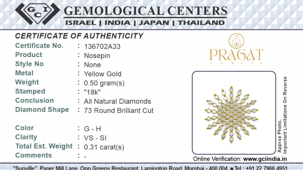 Flower Nosepin 18kGold Diamond Nosepin for women Gift for The Percious One.