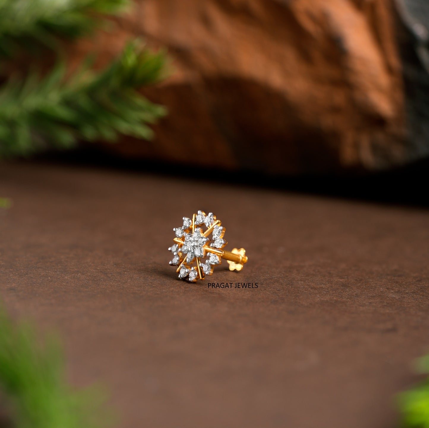 Diamond Flower Stud for Nosepin Brillant Cut Diamond Hand crafted with love