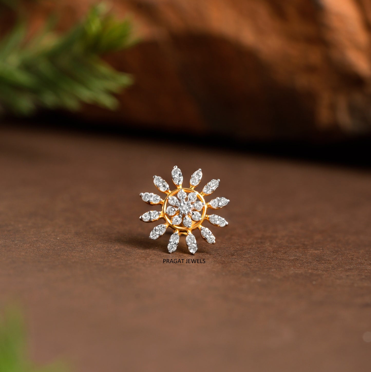 Flower Push Nosepin Stud, Indian Dangle Nose Stud, Tragus Stud, Helix Stud, Gold Nose Piercing,