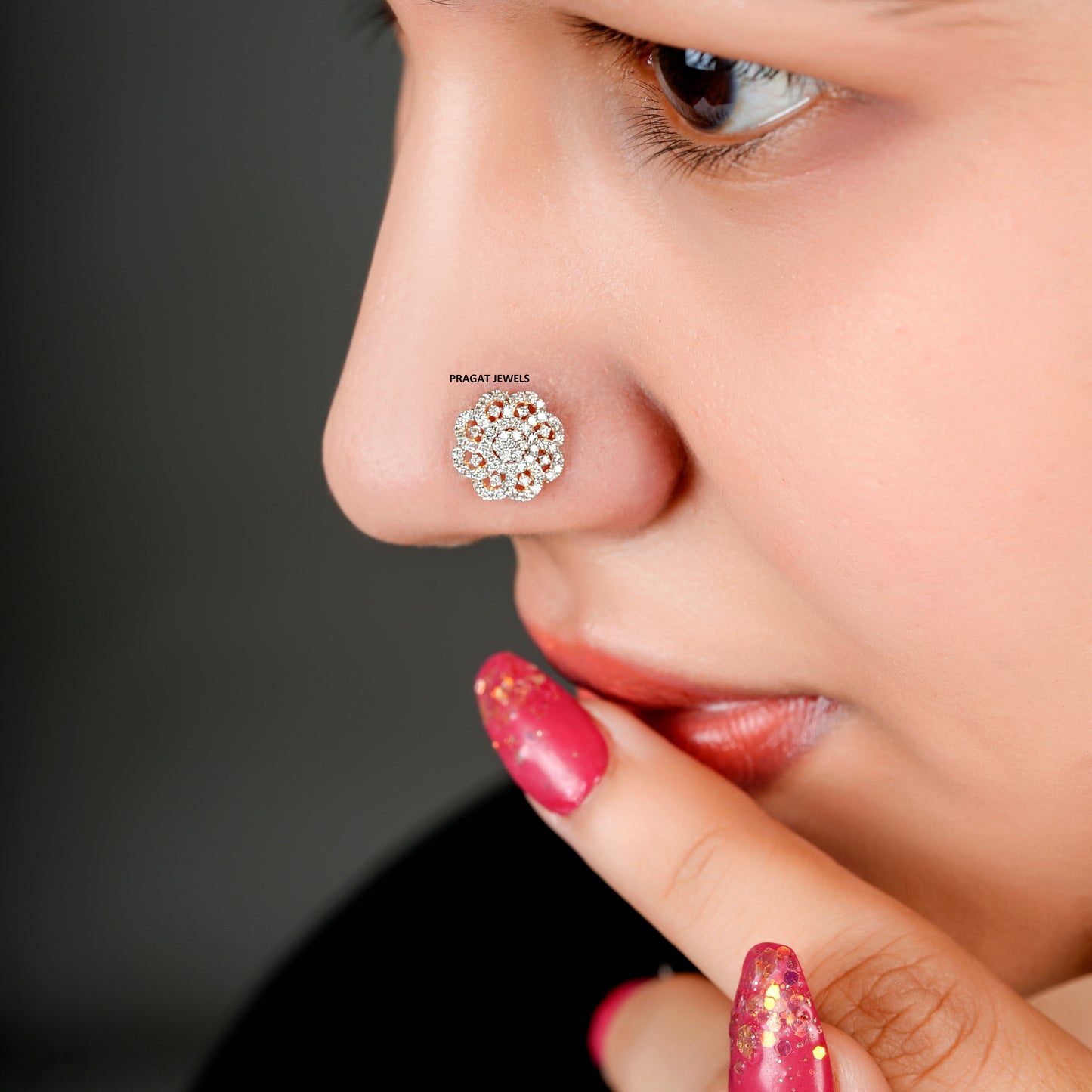 FLOWER NOSEPIN 18k Indian Nose Stud Traditional Nose Stud Indian Nose Ring Diamond Nose Piercing