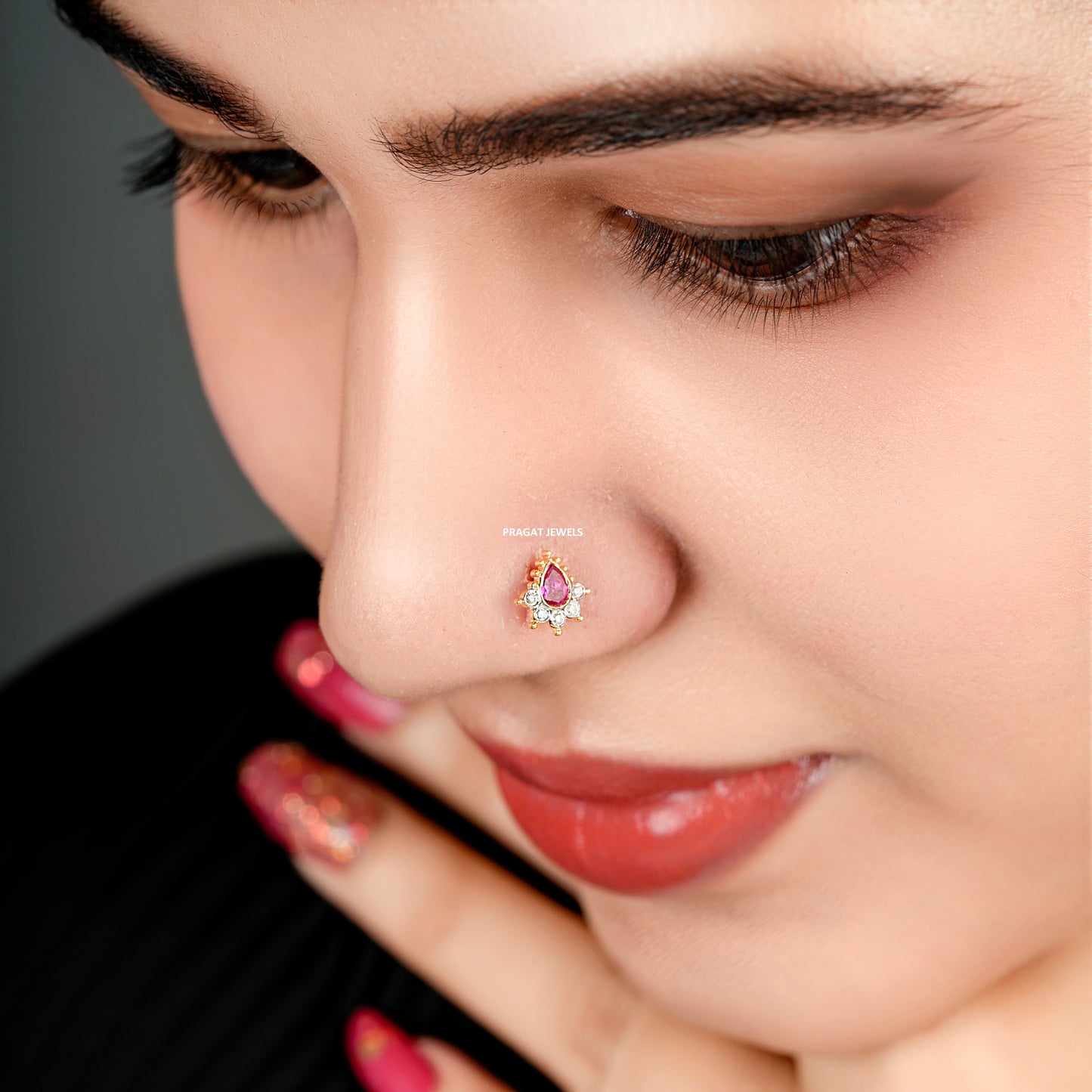 Diamond Stud Pear shape 18K Yellow Gold 8MM Nosepin ,A Perfect Gift For Your Perfect Partner.