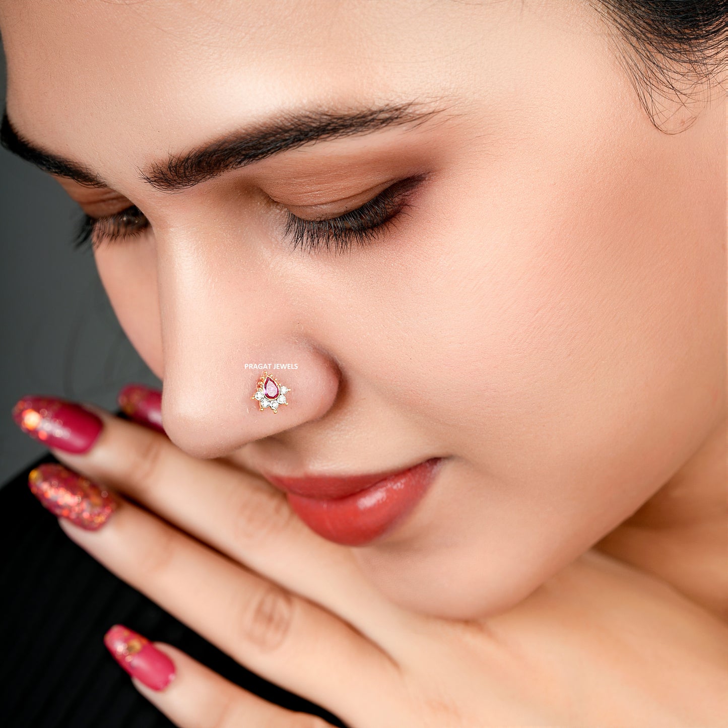 Diamond Stud Pear shape 18K Yellow Gold 8MM Nosepin ,A Perfect Gift For Your Perfect Partner.