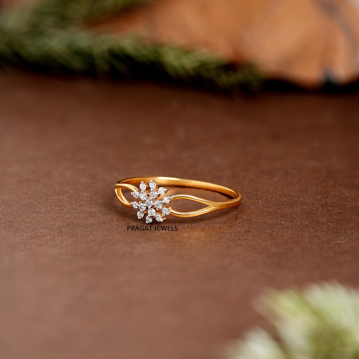 "14K Gold Floral Diamond Ring • Delicate Snowflake Cluster Ring • Dainty Gold Ring for Women • Gift for Her • Fine Jewelry"