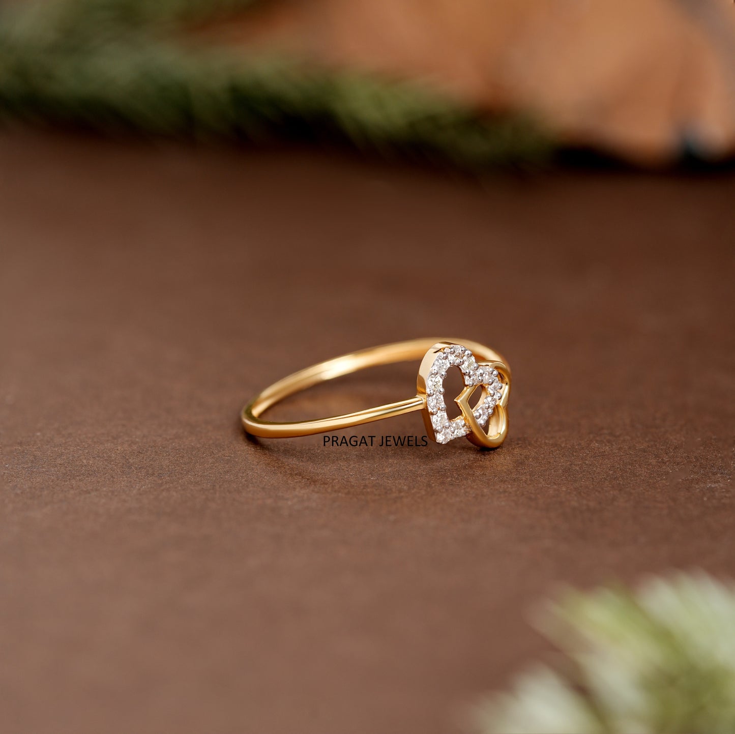 "14K Gold Double Heart Ring | Dainty Promise Ring | Valentine's Day Gift for Her | Stackable Heart Jewelry"
