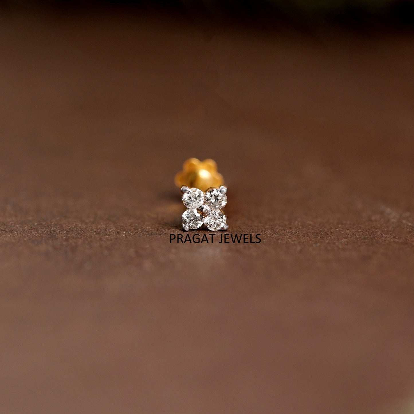 Thin Delicate Crystal Nose Pin, Flower Nose Stud, Diamond Nose Stud, AB Crystal Nose Pin,