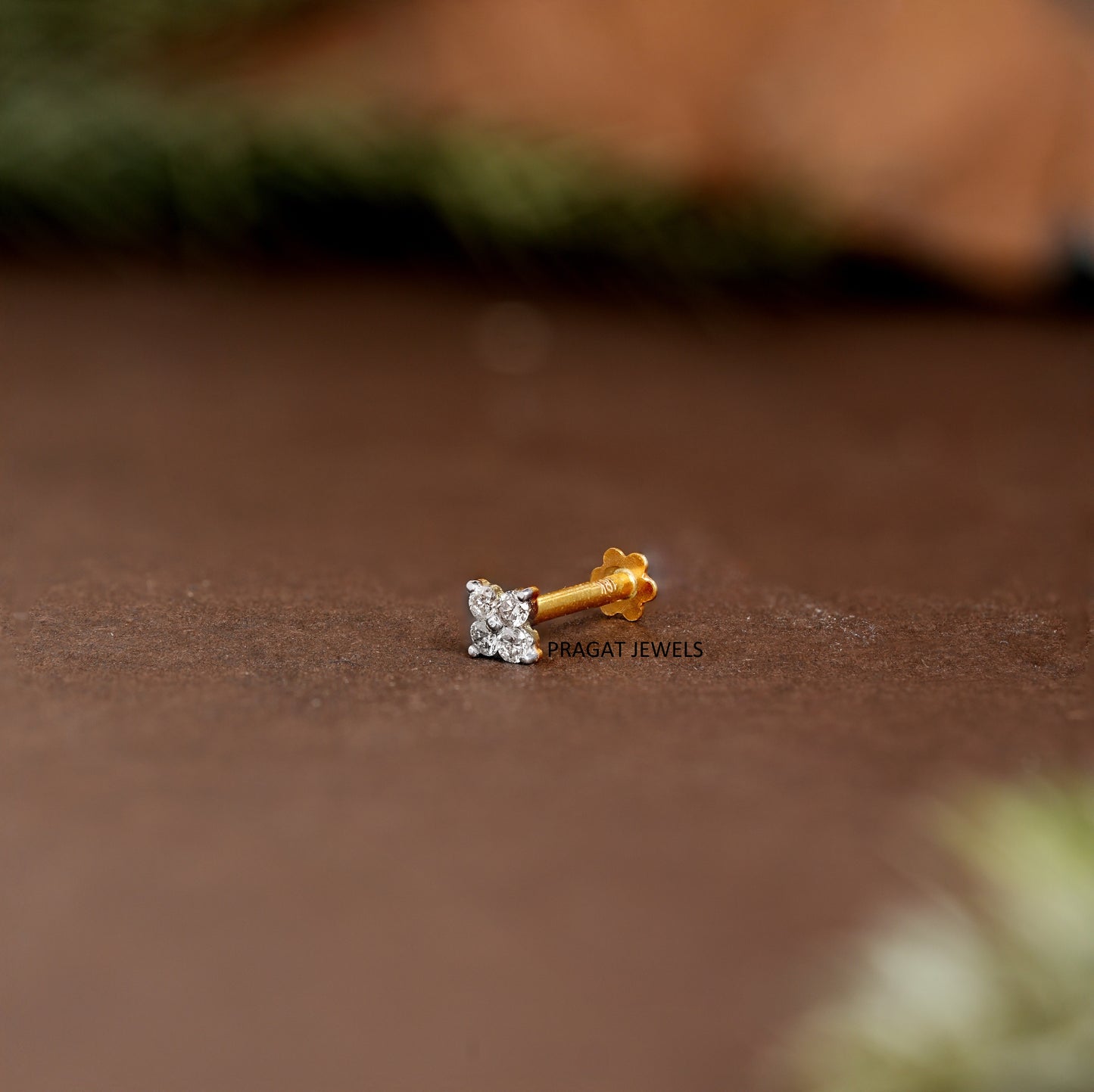 Thin Delicate Crystal Nose Pin, Flower Nose Stud, Diamond Nose Stud, AB Crystal Nose Pin,