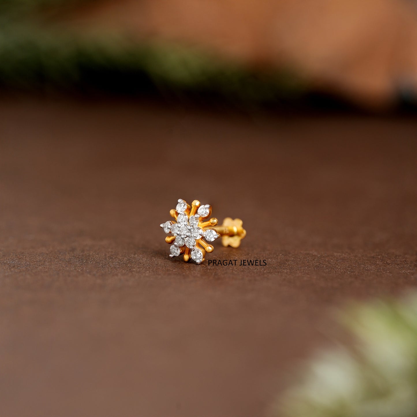 18k Solid Gold Nose Stud Flower Nosepin Flower Nose Stud