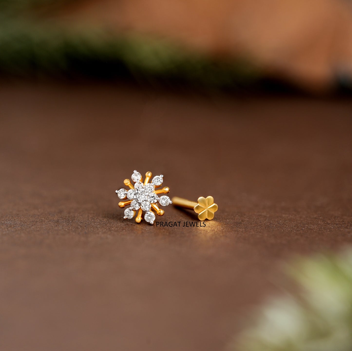 18k Solid Gold Nose Stud Flower Nosepin Flower Nose Stud