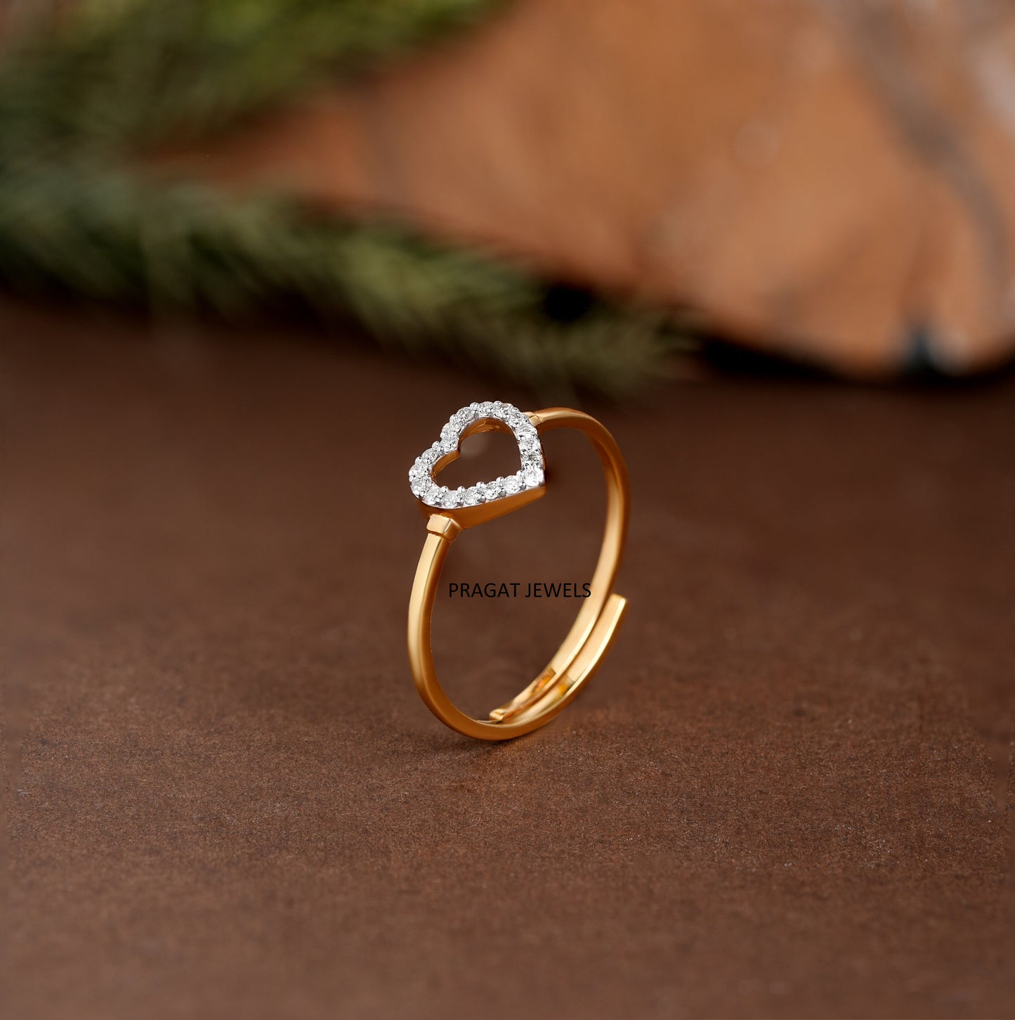 "Gold Heart Ring โ Adjustable Dainty Promise Ring for Women, Open Heart Gold Ring, Valentine's Day Gift for Her