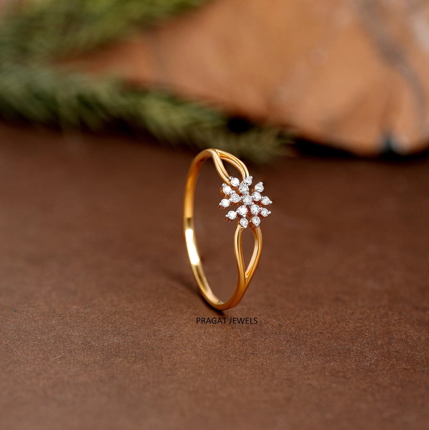 "14K Gold Floral Diamond Ring • Delicate Snowflake Cluster Ring • Dainty Gold Ring for Women • Gift for Her • Fine Jewelry"