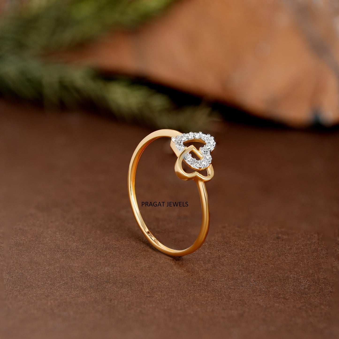 "14K Gold Double Heart Ring | Dainty Promise Ring | Valentine's Day Gift for Her | Stackable Heart Jewelry"
