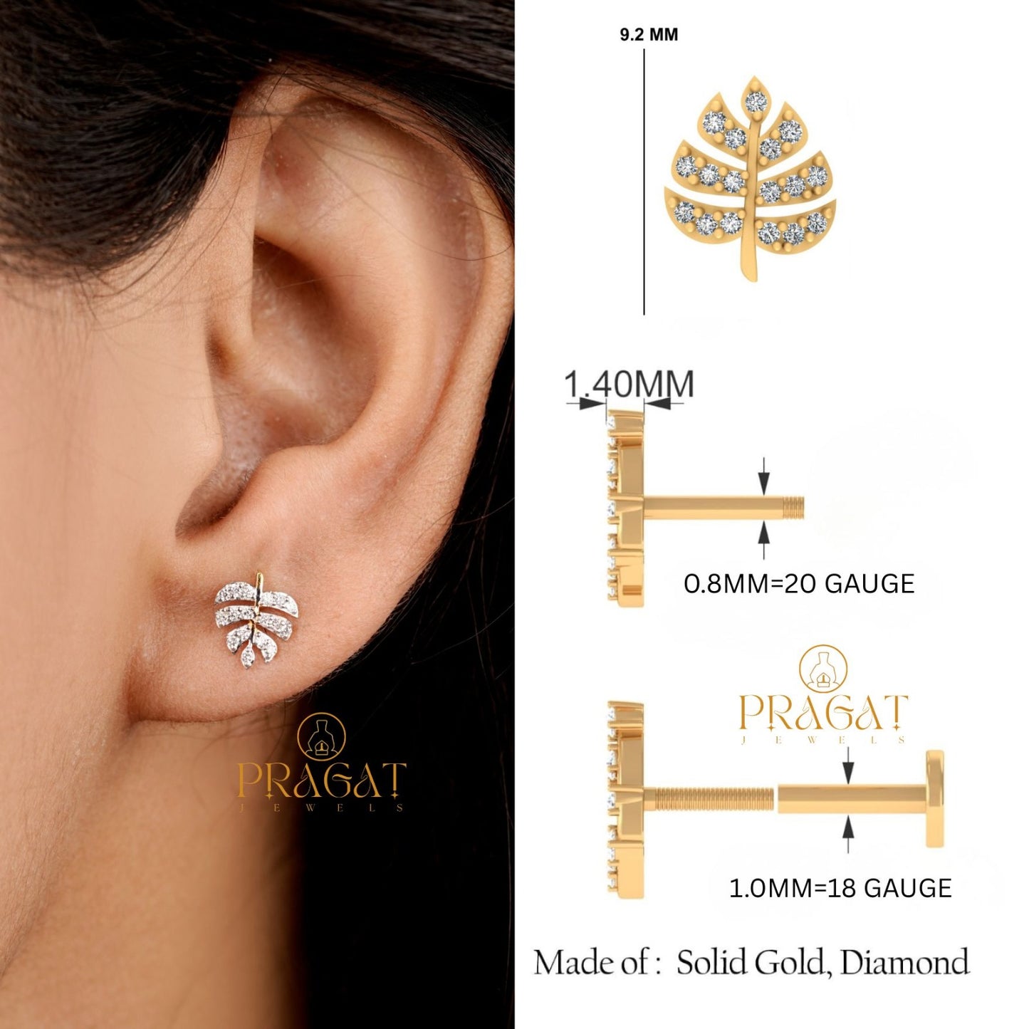 Diamond Palm Leaf Stud Earrings/Tropical Leaf Diamond Studs/Botanical Diamond Leaf Stud Earrings NP1229