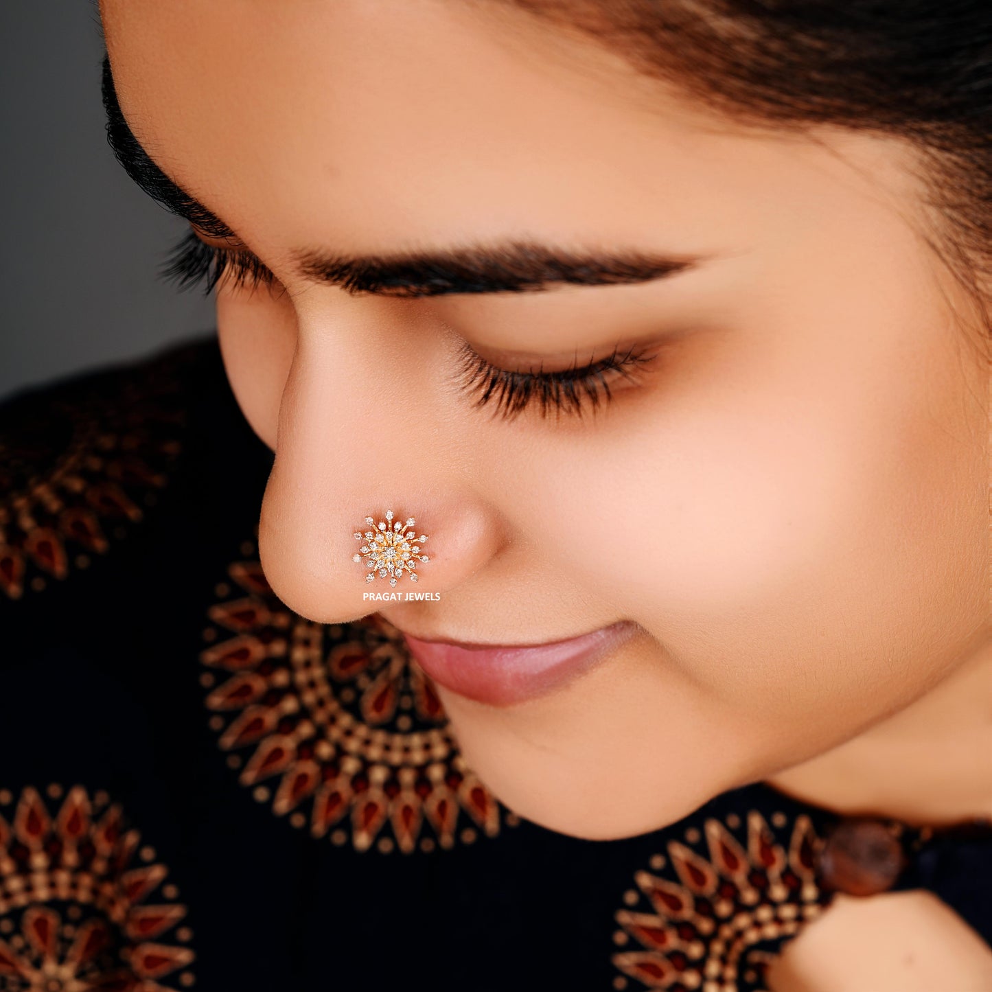 Stunning floral Diamond cocktail Nosepin for women Gift for The Percious One.