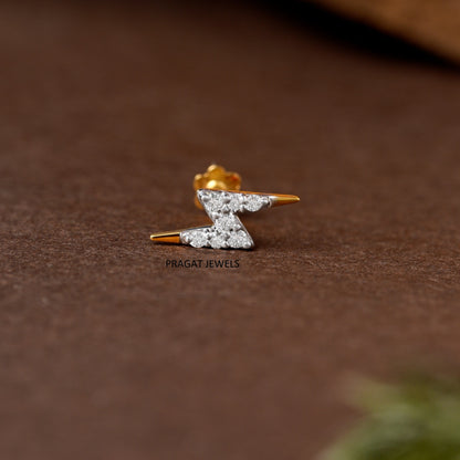 Zigzag Diamond Stud/Lightning Shape Diamond Stud/Geometric Z Diamond Stud/