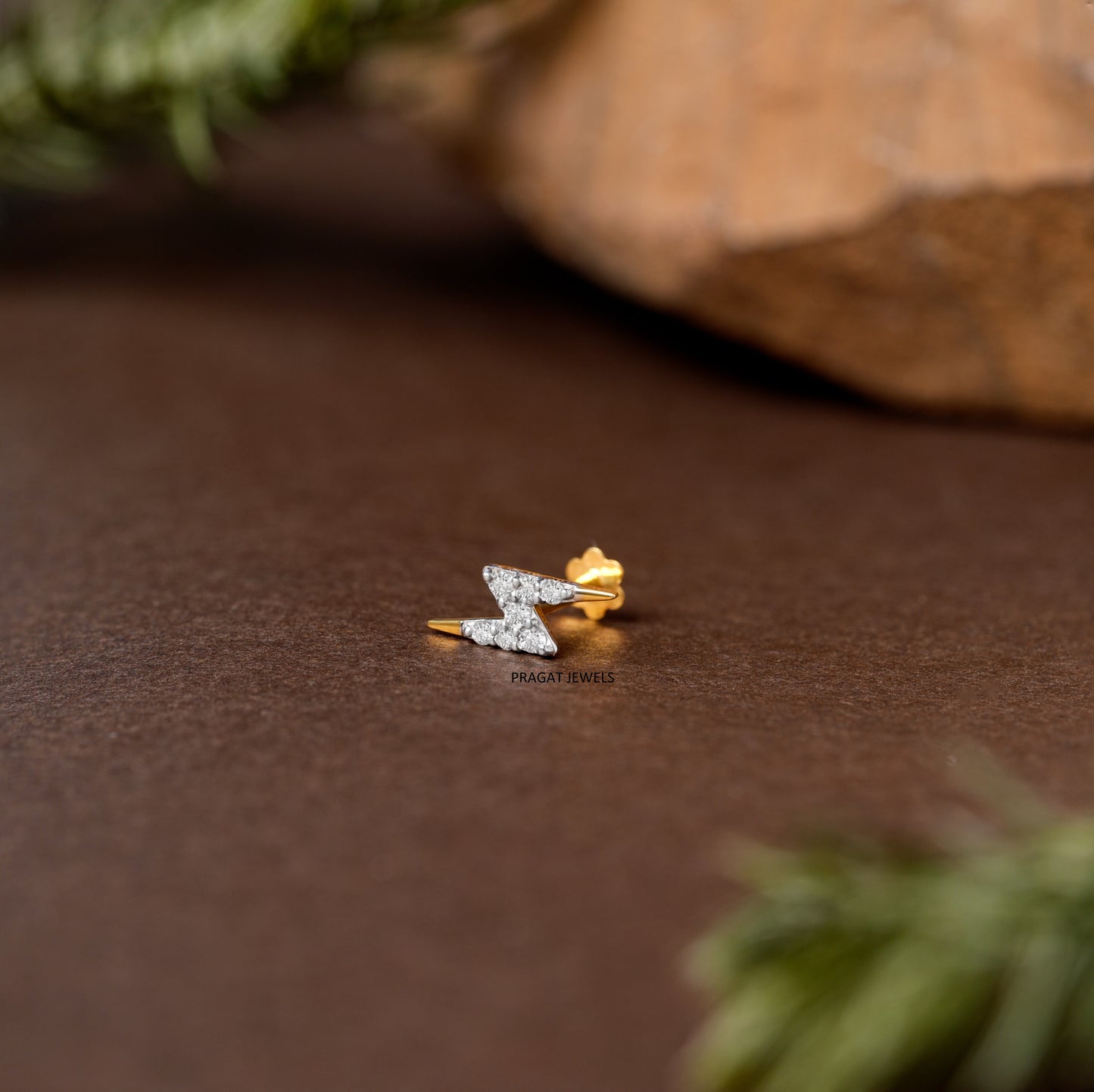 Zigzag Diamond Stud/Lightning Shape Diamond Stud/Geometric Z Diamond Stud/