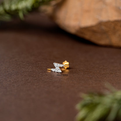 Zigzag Diamond Stud/Lightning Shape Diamond Stud/Geometric Z Diamond Stud/