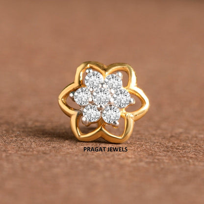 Diamond Nosepin Solitaire Yellow Gold Brillant Cut Diamond Hand crafted with love