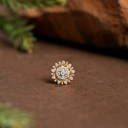 18k Indian Nose Stud Traditional Nose Stud Indian Nose Diamond Piercing