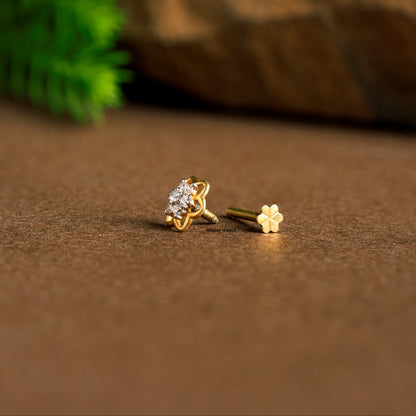 Diamond Nosepin Solitaire Yellow Gold Brillant Cut Diamond Hand crafted with love