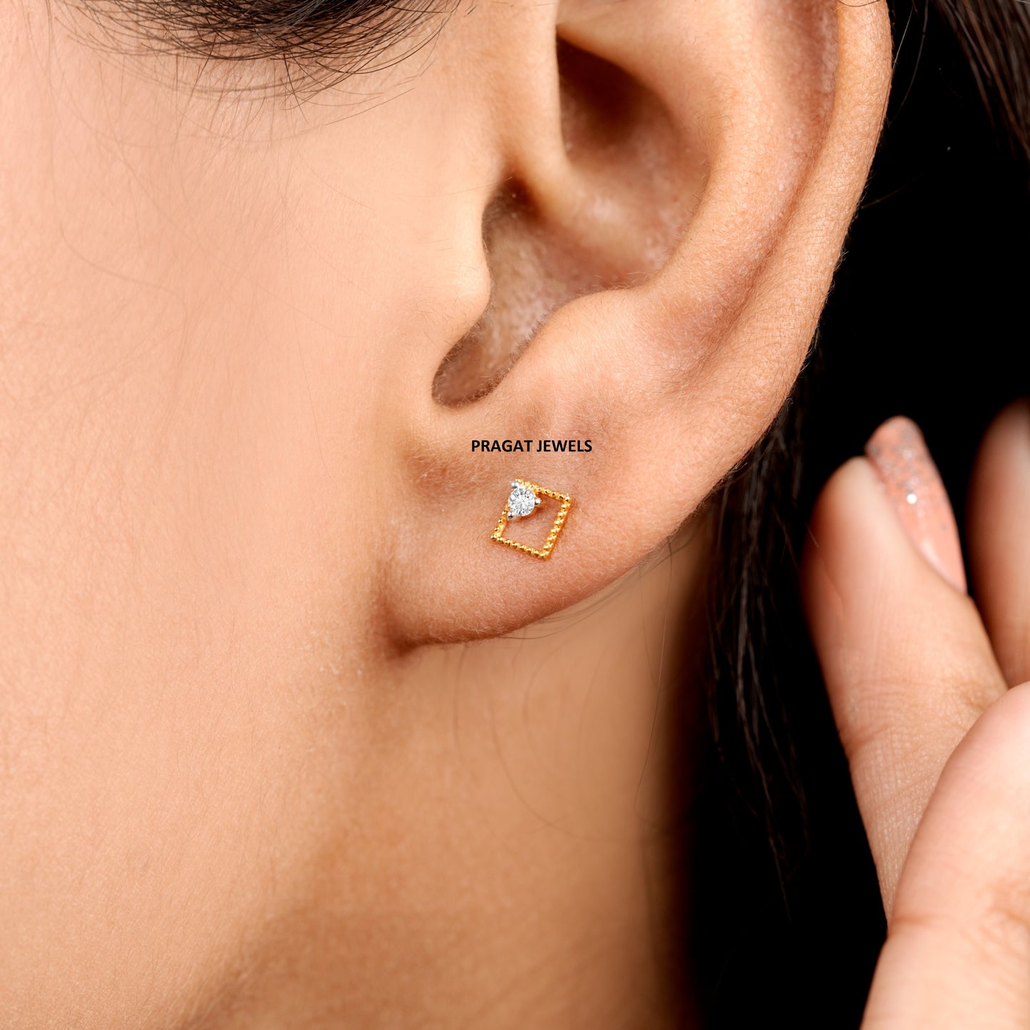 Solid 18k Yellow Gold Dangle Hoops Earring, Minimalist Fine Jewelry, Dainty Drop Earring Gift NP1255