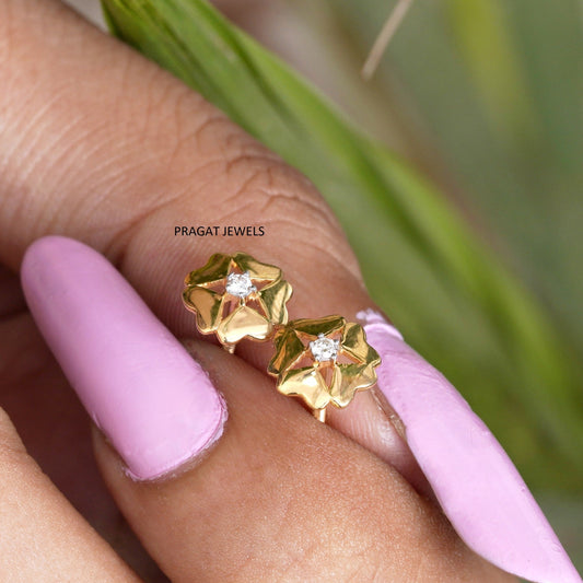 Flowers 14K Yellow Gold Earrings Handcrafted With Love For the Special Moments Of Your Life.