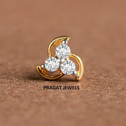 Diamond Cluster Nosepin 18k Yellow Gold Brilliant Cut Diamond Handcrafted With Love.