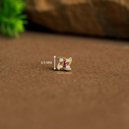 Nose Stud in 18k Solid Gold · Indian Nose Stud · Ruby Stone Nose Piercing Jewelry