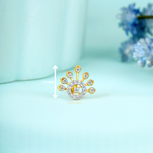 18K Yellow Gold 10.3MM Nosepin ,Handcrafted With Love For the Special Moments Of Your Life. - PRAGAT JEWELS
