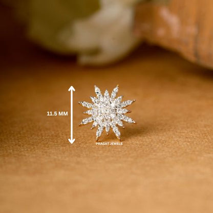 Indian Nose Stud Traditional Nose Stud Indian Nose pin Diamond Nose Piercing Unique Nose Stud 18K Yellow gold Nose Stud  Shape Nose Stud - PRAGAT JEWELS