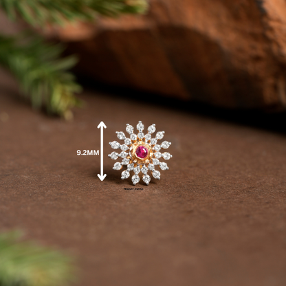 Diamond Nosepin Solitaire Yellow Gold Brillant Cut Diamond Hand crafted with love - PRAGAT JEWELS