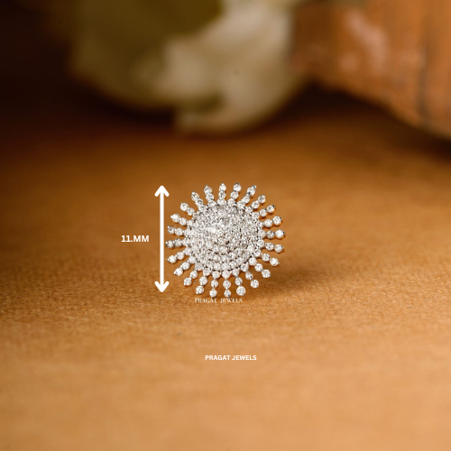 Diamonds Cluster Nosepin 18K Gold Indian Nose Stud Traditional Nose A precious Gift for The Percious One. - PRAGAT JEWELS