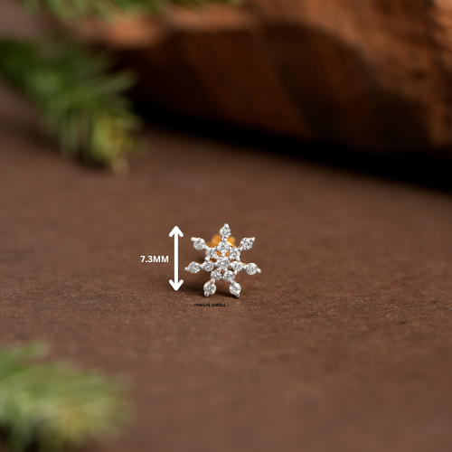 Diamond Nosepin Unique Nose Stud 18K Yellow gold Nose Stud  Shape Nose Stud - PRAGAT JEWELS