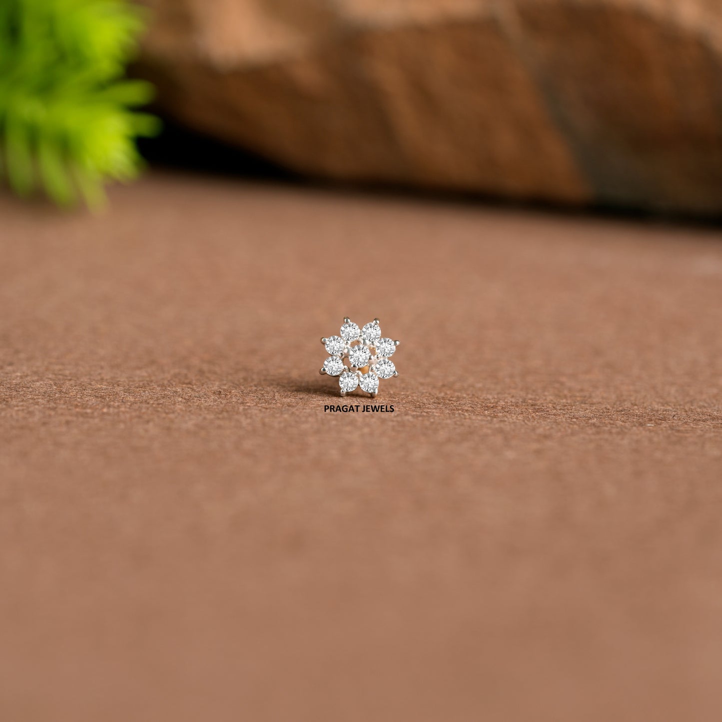 Flower Push Nosepin Stud, Indian Dangle Nose Stud, Tragus Stud, Helix Stud, Gold Nose Piercing,