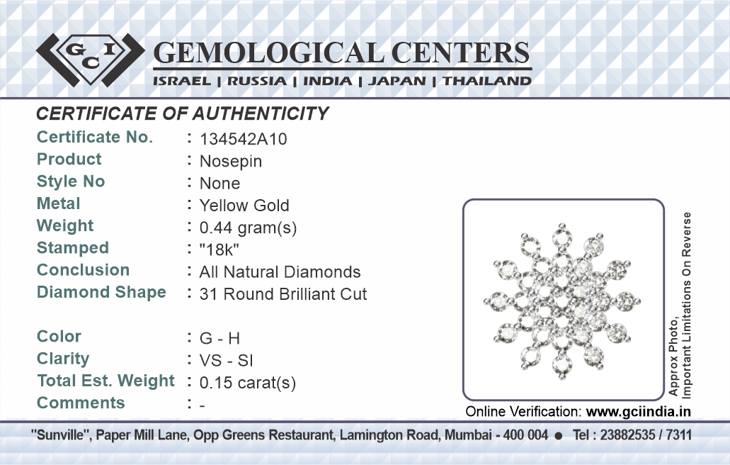 Indian Nose Stud Traditional Nose Stud Indian Nose pin Diamond Nose Piercing Unique Nose Stud 18K Yellow gold Nose Stud  Shape Nose Stud - PRAGAT JEWELS