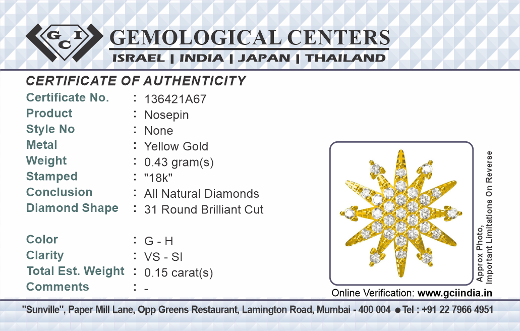 10MM Celestial Star Real Diamond Nosepin ,Handcrafted Just for The star Of Your Life. - PRAGAT JEWELS