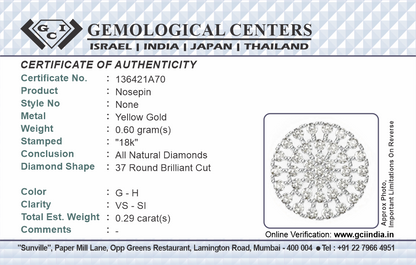Diamond Stud  9.4mm medium size Cluster Nosepin A precious Gift for The Percious One. - PRAGAT JEWELS
