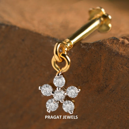 Diamond Cluster Helix Bugadi 18k Yellow Gold Brilliant Cut Diamond Handcrafted With Love.