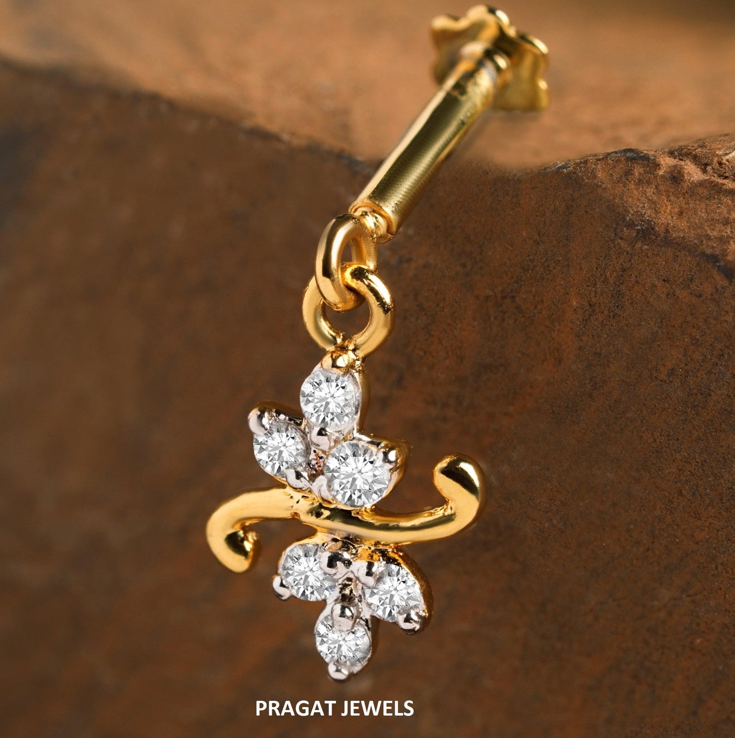 Natural Diamond Stud Diamond Helix Bugadi, Genuine Diamond Helix Bugadi